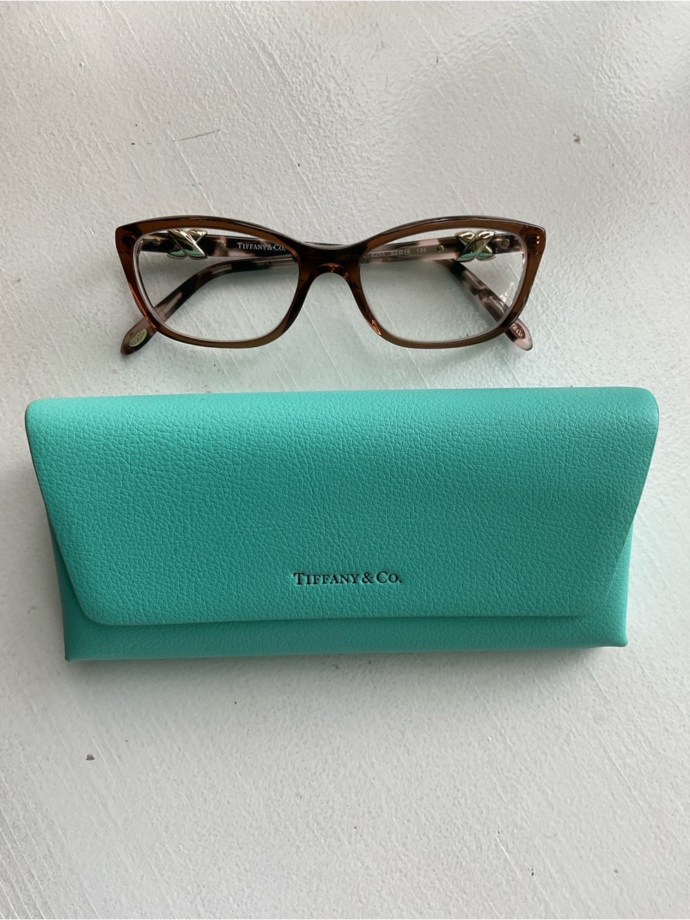 Tiffany & Co. Brown Cat-Eye Glasses with Tiffany Blue Case